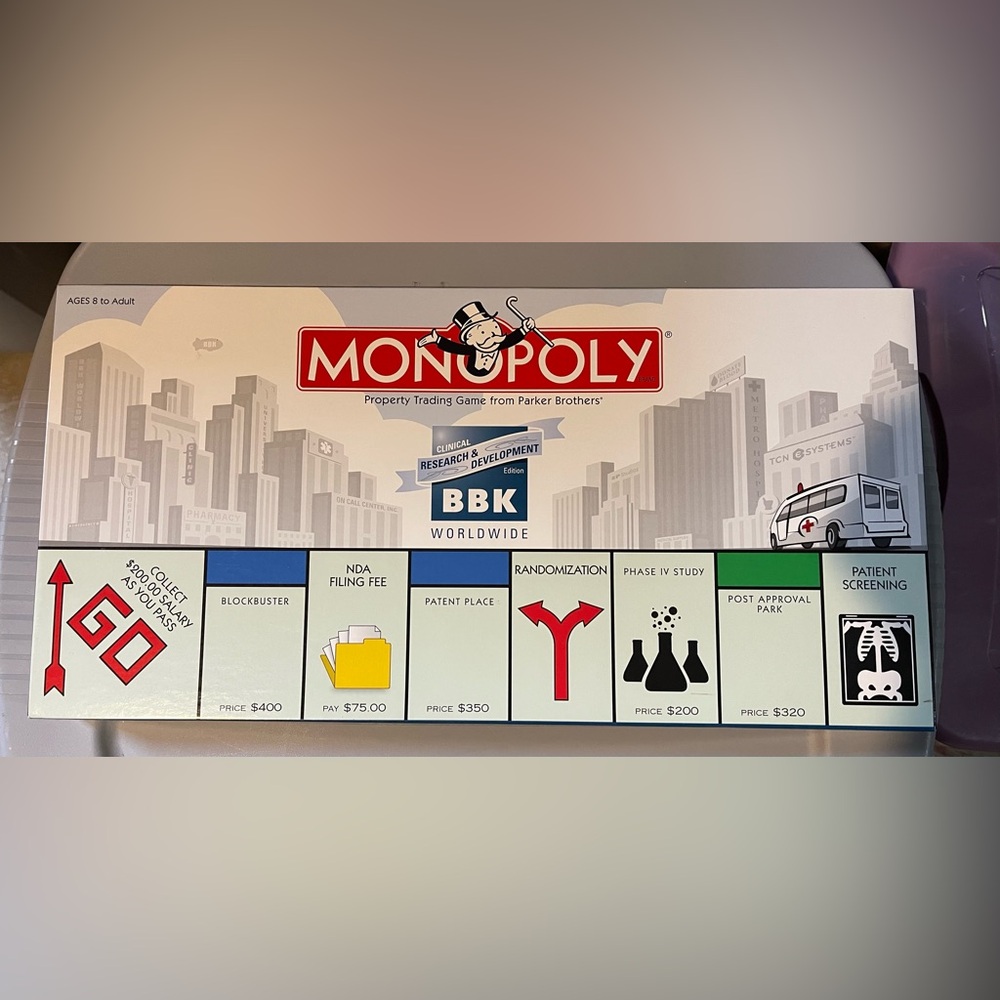 ULTRA RARE Monopoly Clinical Study- Trial- R&D -Pharma CTM CRO - BBK Edition NEW